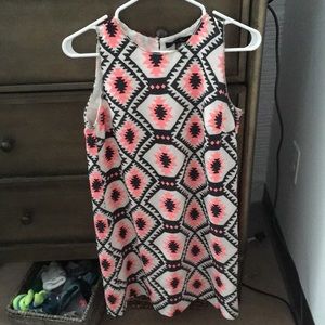 Honey Punch Sleeveless Aztec Print Dress